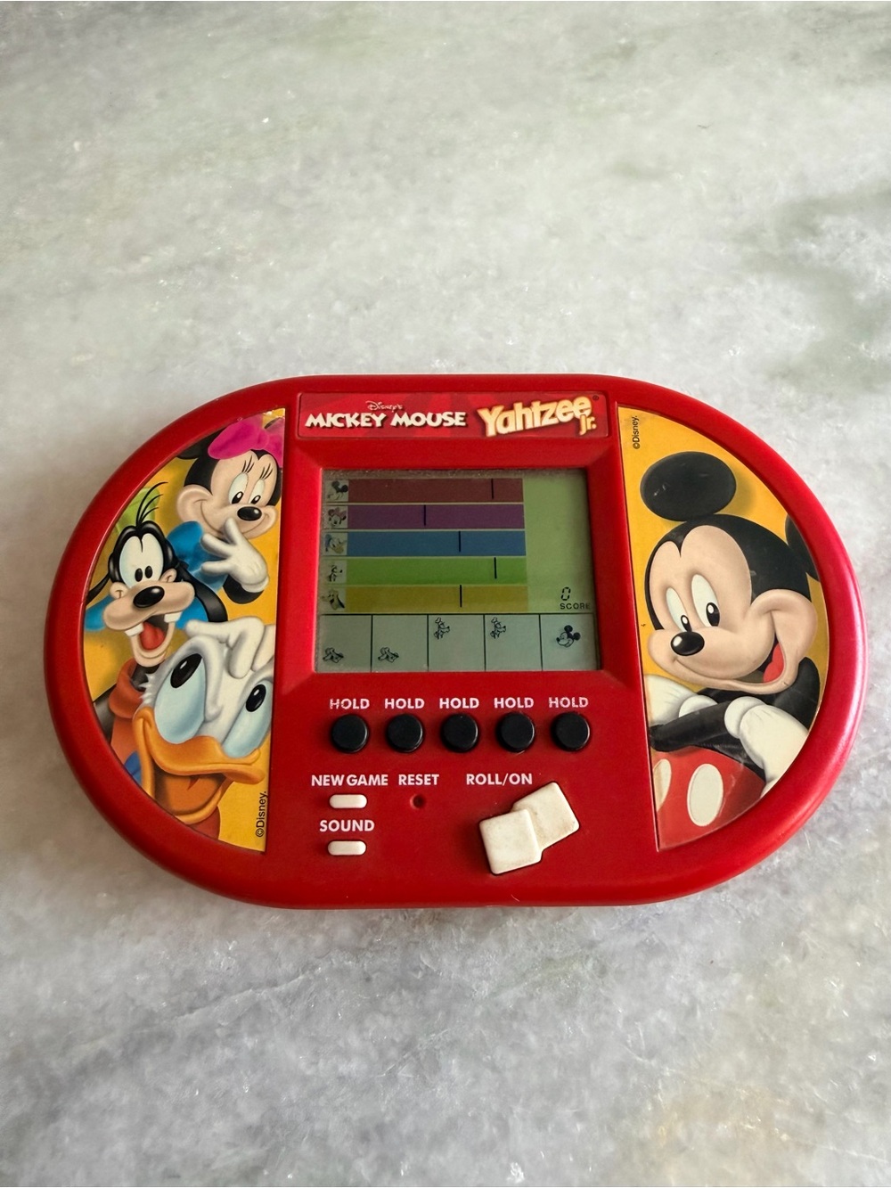 Vintage Y2K Handheld Mickey Mouse Yahtzee Jr. Game Made in 2000 WORKS !!